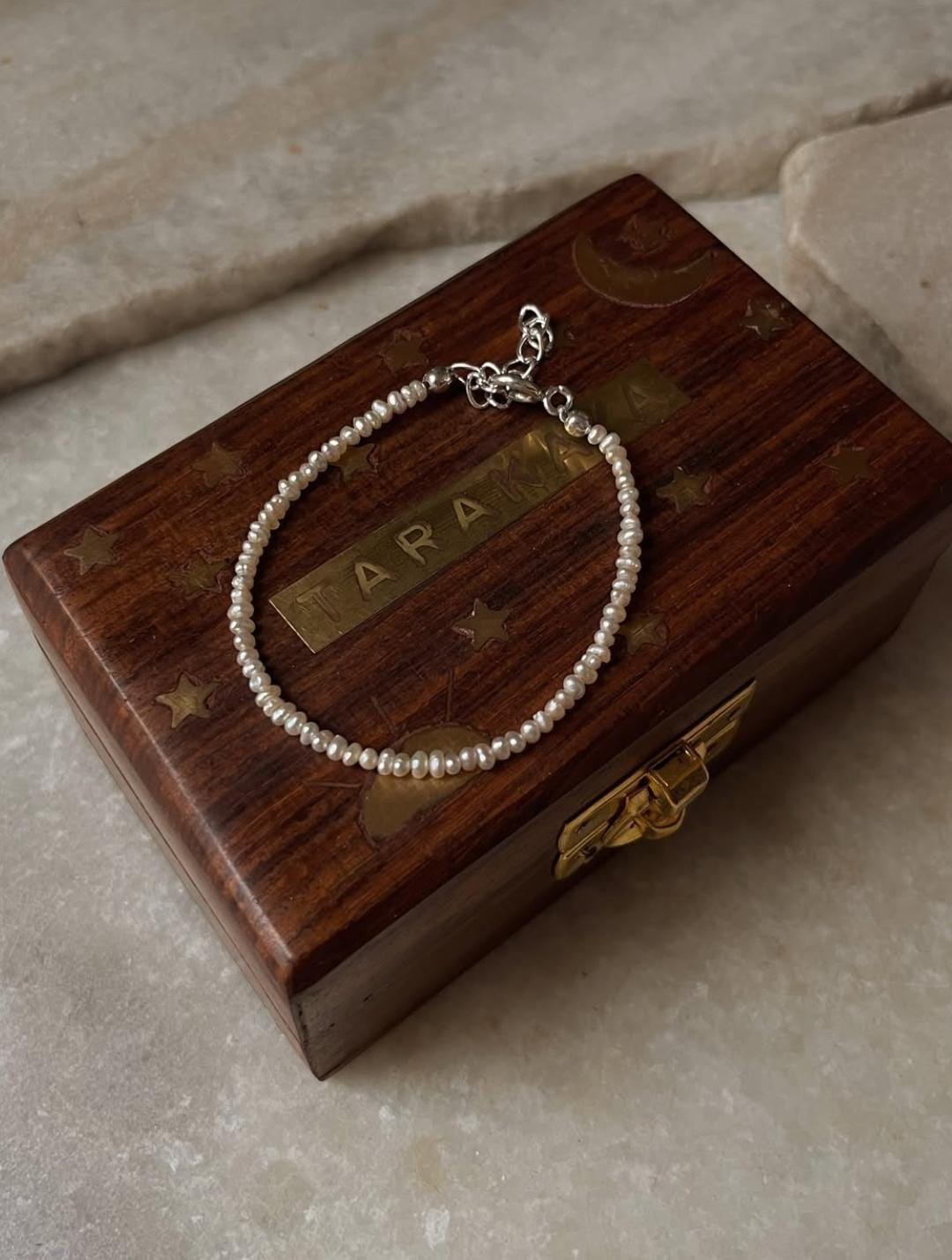 Classic Fresh water Pearls Warm Tone Round Shiny Stackable 2mm 925 Sterling Silver Lock Bracelet