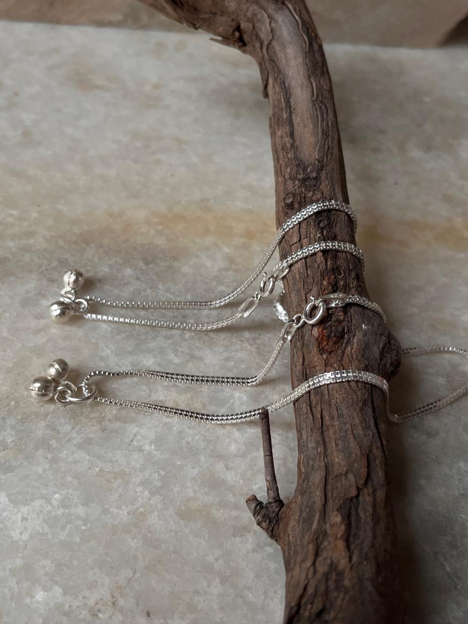 Thin Flat Double Box Chain 925 Sterling Silver Daily Wear Anklet