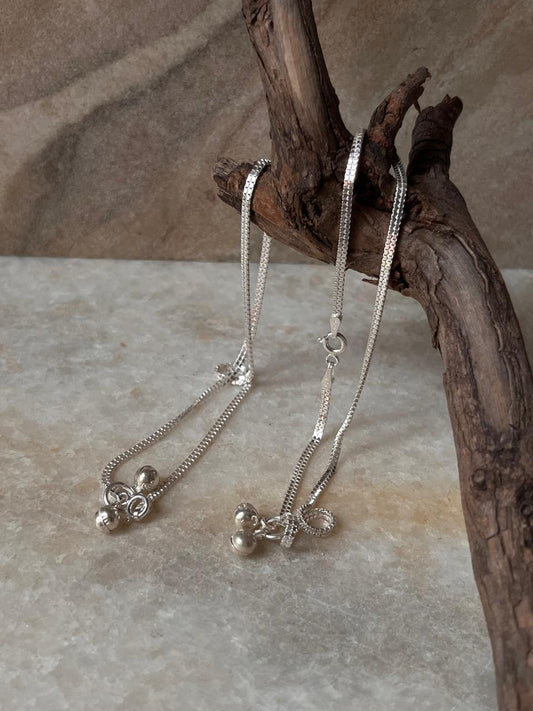 Thin Flat Double Box Chain 925 Sterling Silver Daily Wear Anklet
