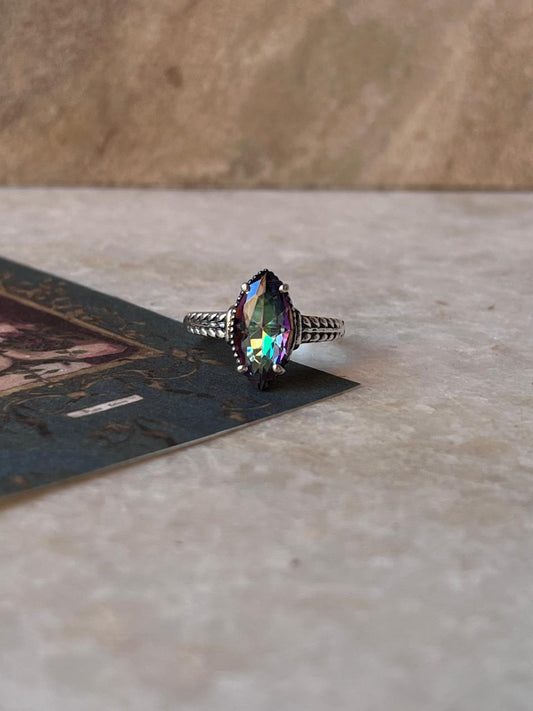 Mystic Topaz Marquise Cut 925 Sterling Silver Ring