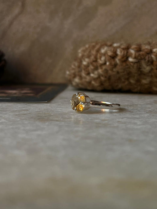 Citrine Faceted Cushion Cut 925 Sterling Silver Ring