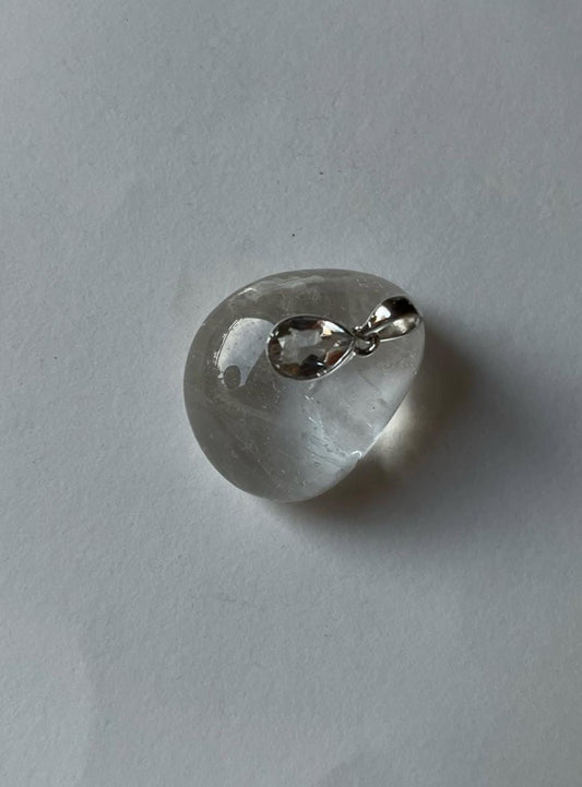 natural clear quartz pear cut pendant 925 sterling silver