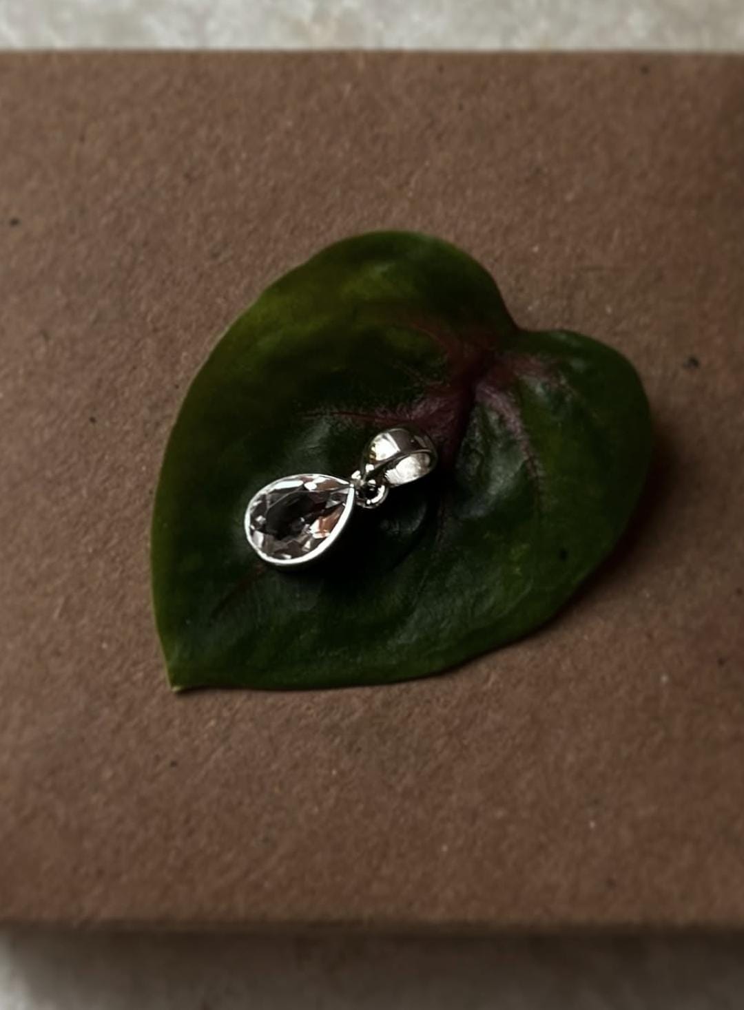 Clear Quartz Pear Cut 925 Sterling Silver Unisex Pendant
