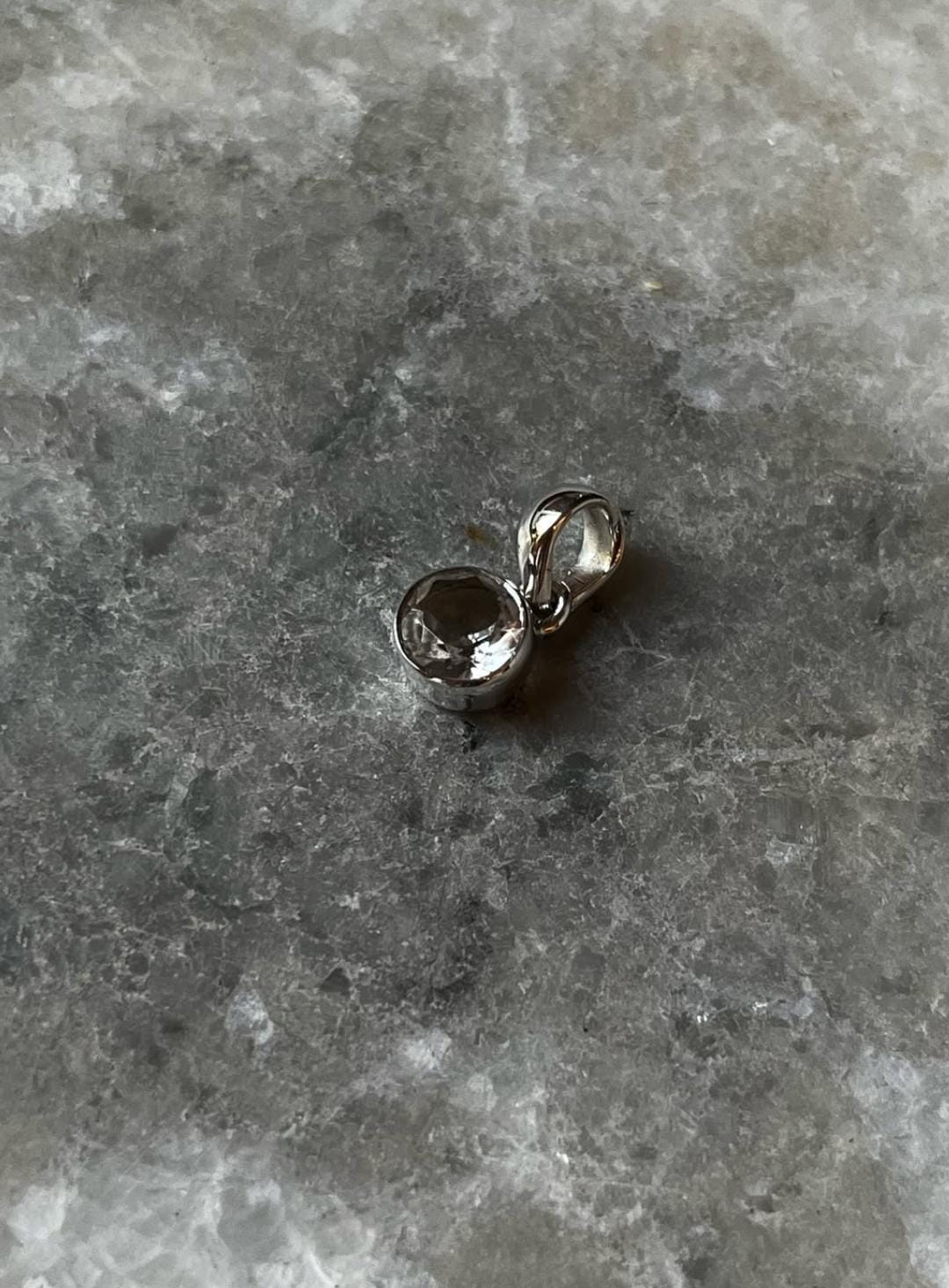 Clear Quartz Round Cut 925 Sterling Silver Pendant