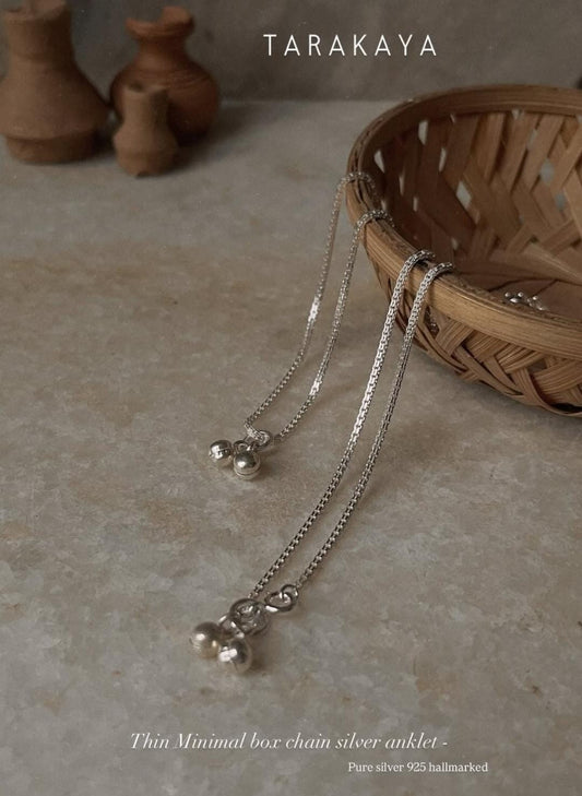 Thin Minimal Box Chain 925 Sterling Silver Daily Wear Anklet