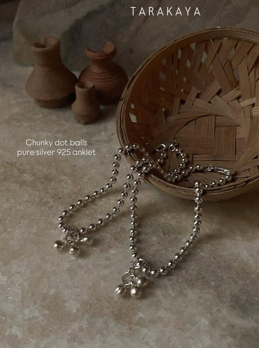 Tribal Chunky Balls Statement Chain 925 Sterling Silver Daily Wear Anklet