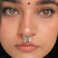 Tribal flower septum with freshwater pearl 925 sterling silver clip on