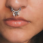 Unique tribal flower septum jewelry with pearl in silver