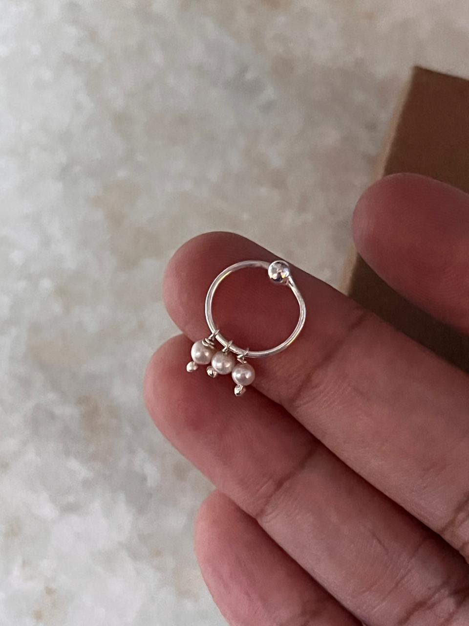 Freshwater pearl charm 925 sterling silver nose ring