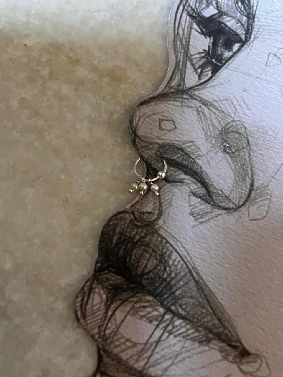 Freshwater pearl 925 sterling silver septum and nose jewelry