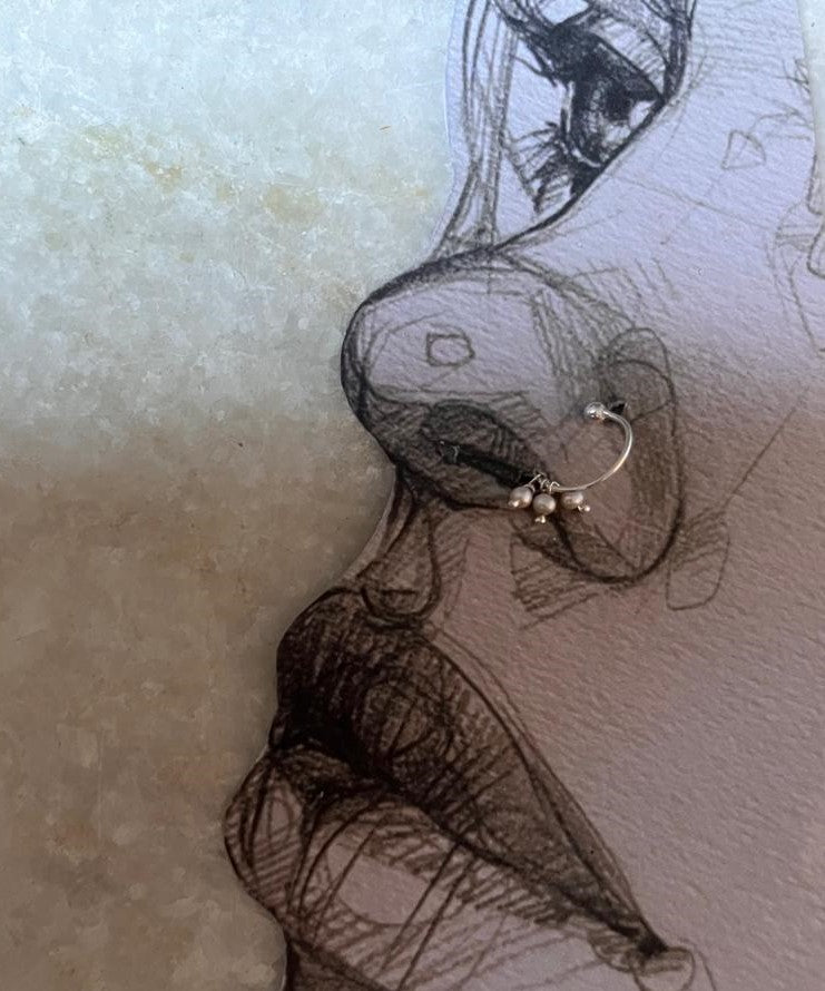 925 silver nose hoop with freshwater pearl charm