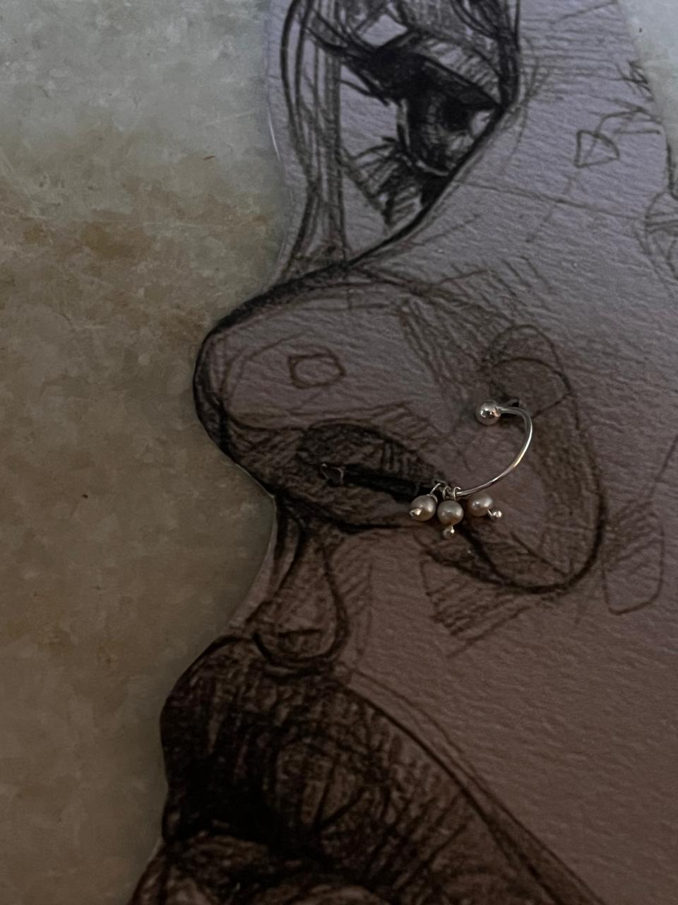 Delicate freshwater pearl sterling silver piercing jewelry