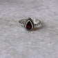 Garnet Pear Dot Band 925 Sterling Silver Ring