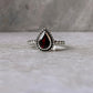 Garnet Pear Dot Band 925 Sterling Silver Ring