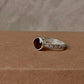 Garnet solitaire vintage engraved band 925 sterling silver ring