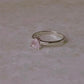 Rose Quartz Triangle & Cz Stone 925 Sterling Silver Ring