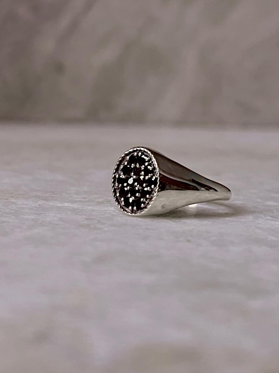 Black Onyx Oval Signet Statement 925 Sterling Silver Ring