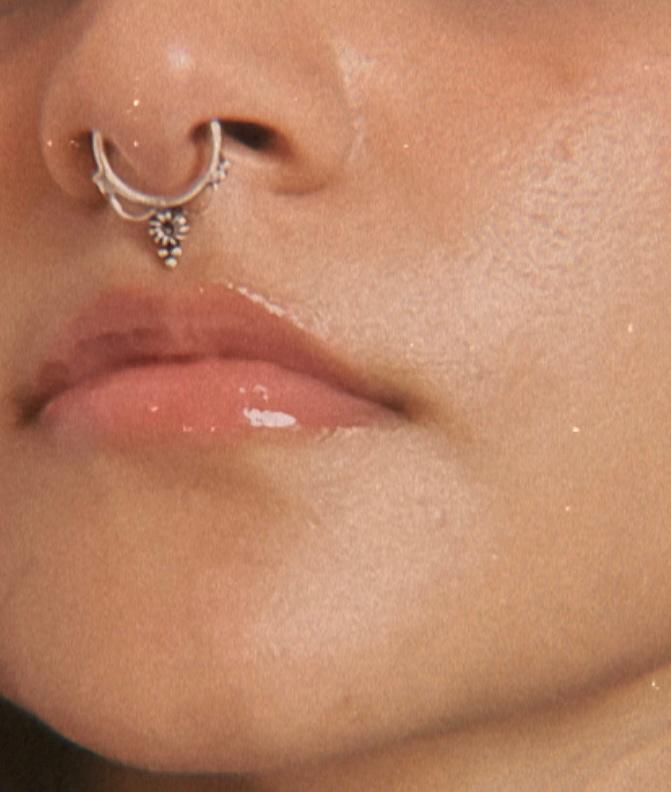 Tribal Flower Septum 925 Sterling Silver Clip On- Design 10