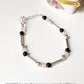 Evil Eye- Black Onyx/ Rose Quartz 4mm Crystals, & Silver Beads 925 Sterling Silver Bracelet