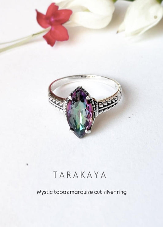 Mystic Topaz Marquise Cut 925 Sterling Silver Ring
