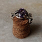 Handcrafted amethyst silver ring with vine-inspired design
