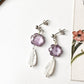 Amethyst Flower , Peridot & Moonstone Crystal 925 Sterling Silver Earrings