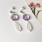 Amethyst Flower , Peridot & Moonstone Crystal 925 Sterling Silver Earrings