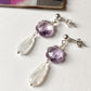 Amethyst Flower , Peridot & Moonstone Crystal 925 Sterling Silver Earrings