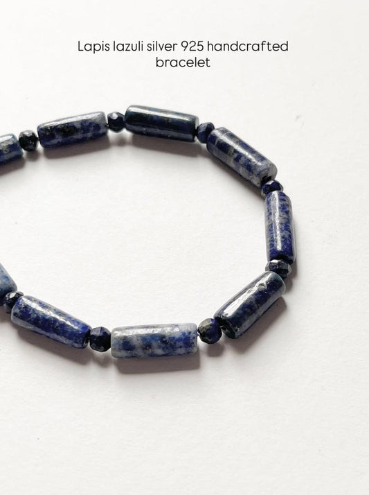 Lapis Lazuli Crystal 925 Sterling Silver Bracelet