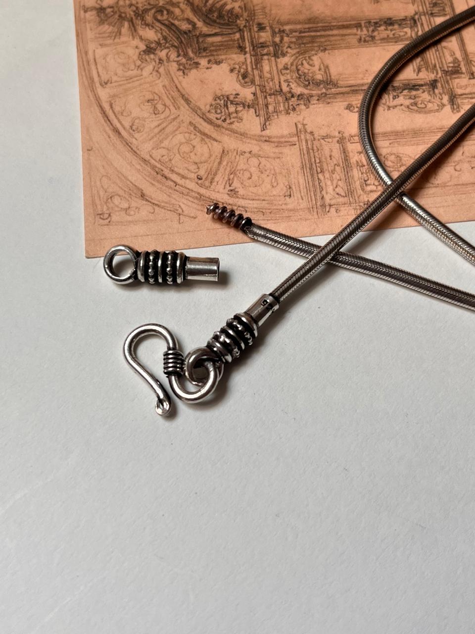 Handcrafted sterling silver snake chain with antique finish  