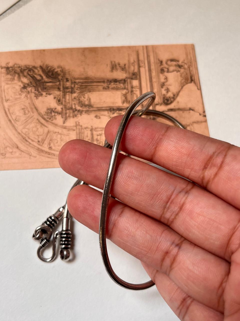 Sterling silver screw lock antique snake link chain