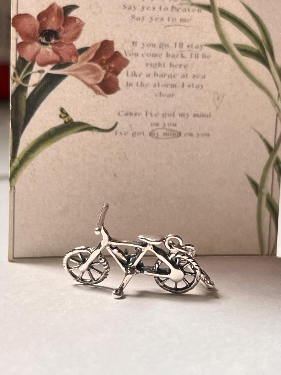 Cute bicycle 3D 925 Sterling Silver Pendant /Charm
