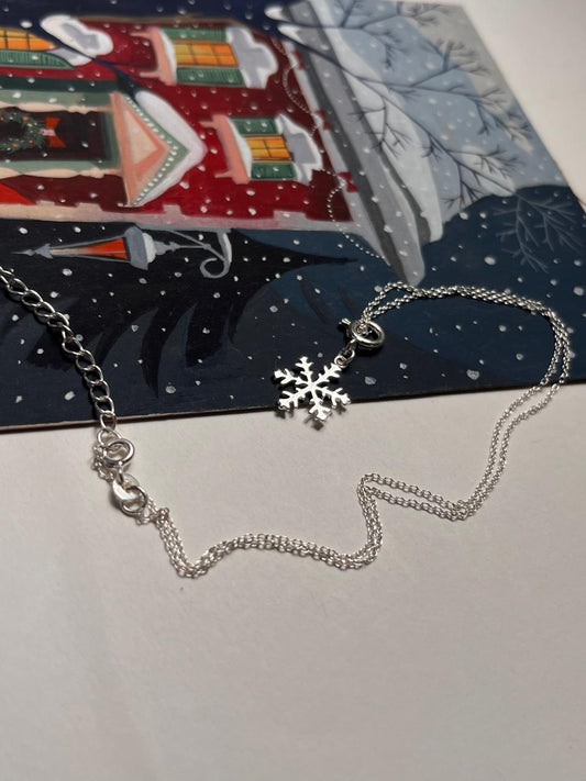 Frozen Snow / Snowflake 925 Sterling Silver Necklace