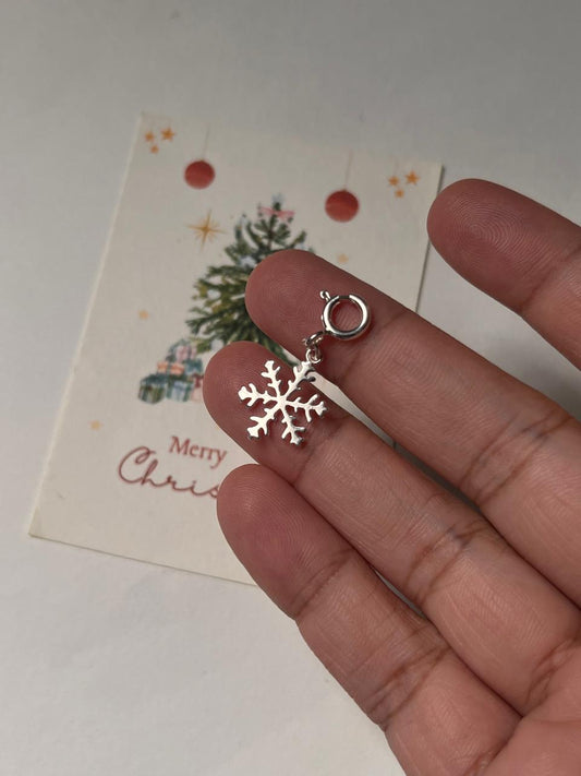 Frozen Snow / Snowflake 925 Sterling Silver Pendant /Charm