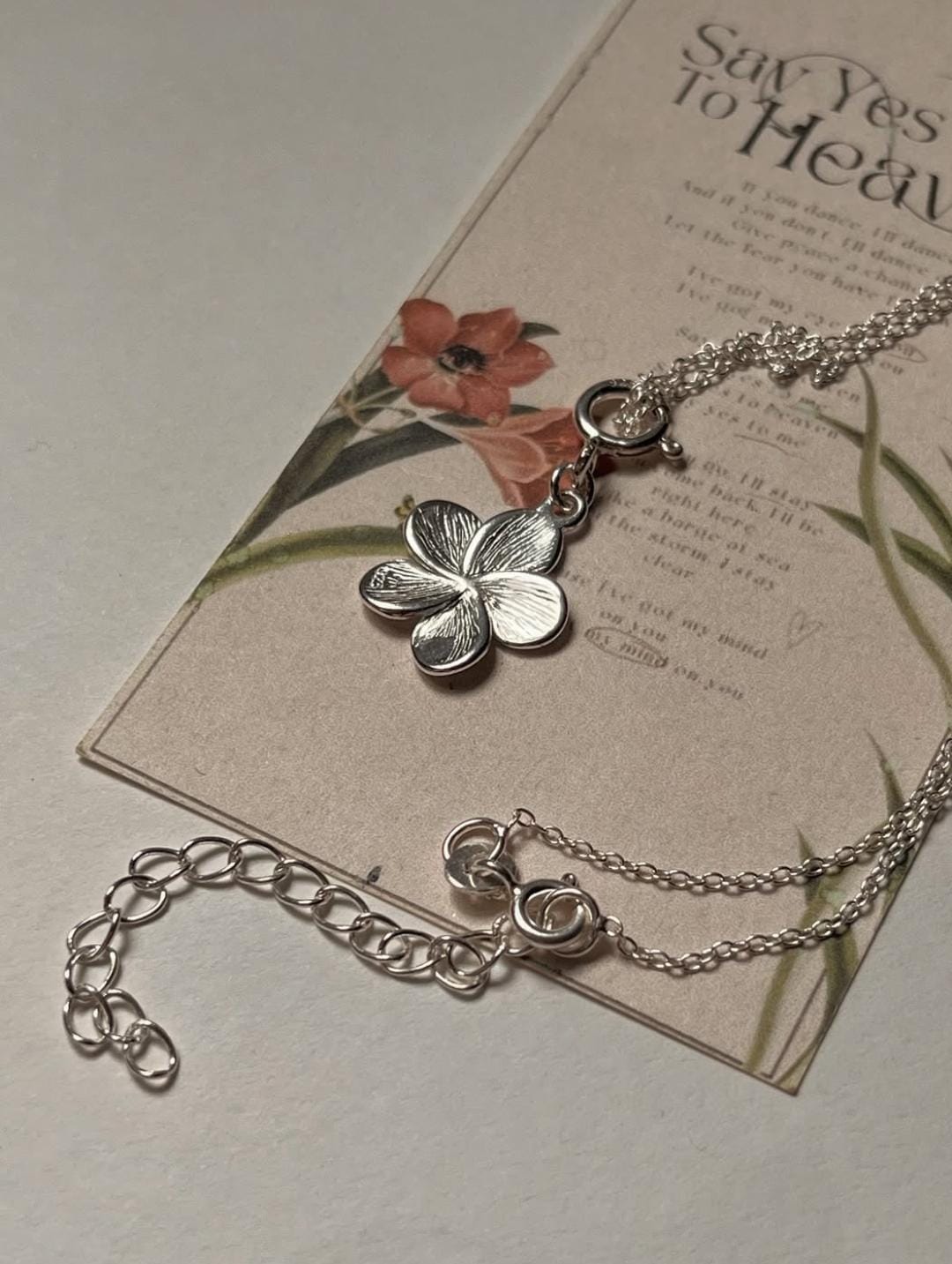Plumeria / Frangipani Flower 925 Sterling Silver Necklace