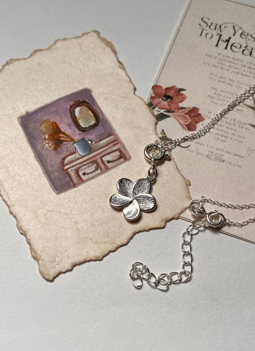 Plumeria / Frangipani Flower 925 Sterling Silver Necklace