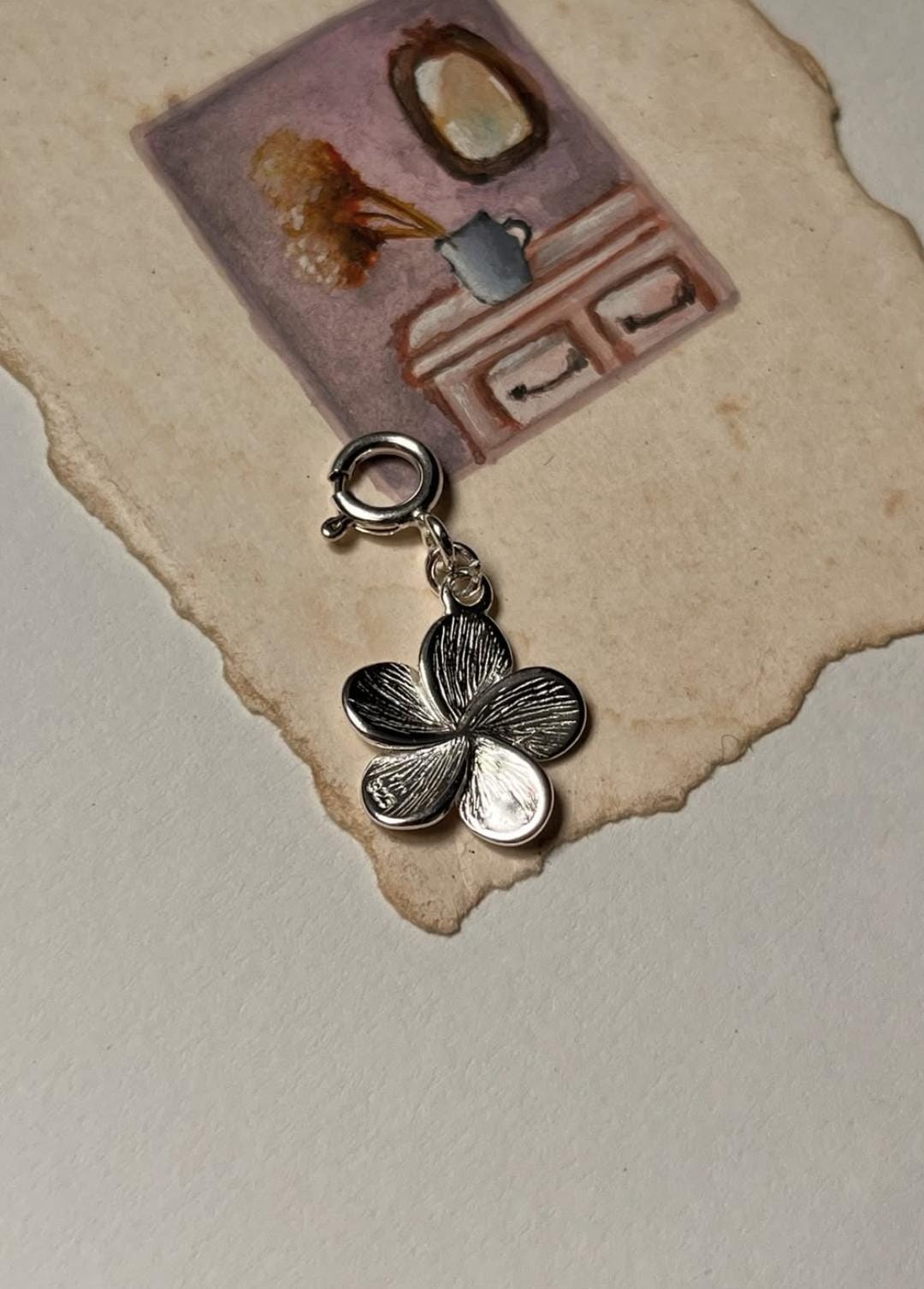 Plumeria /Frangipani Flower 925 Sterling Silver Pendant /Charm