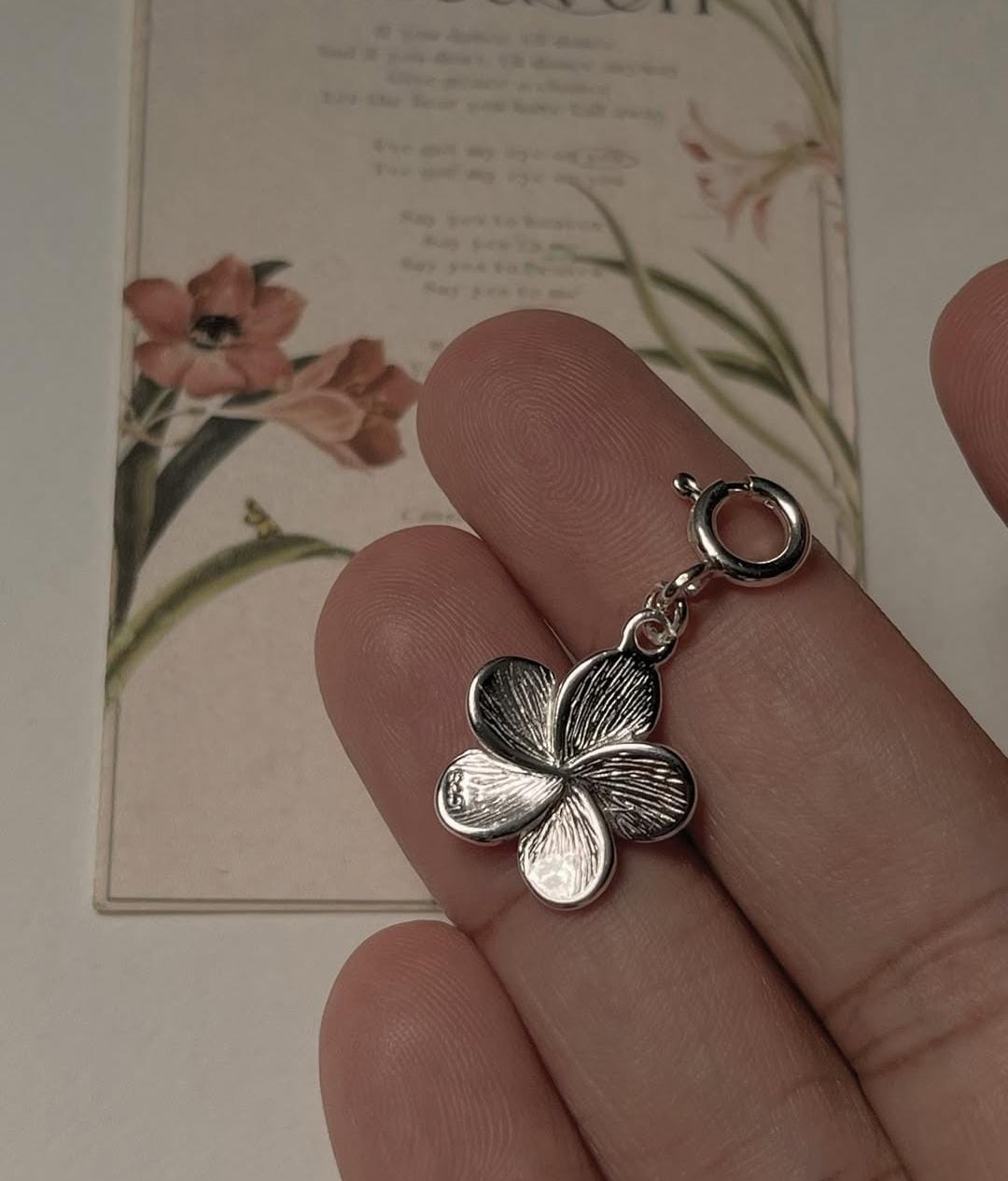 Plumeria /Frangipani Flower 925 Sterling Silver Pendant /Charm