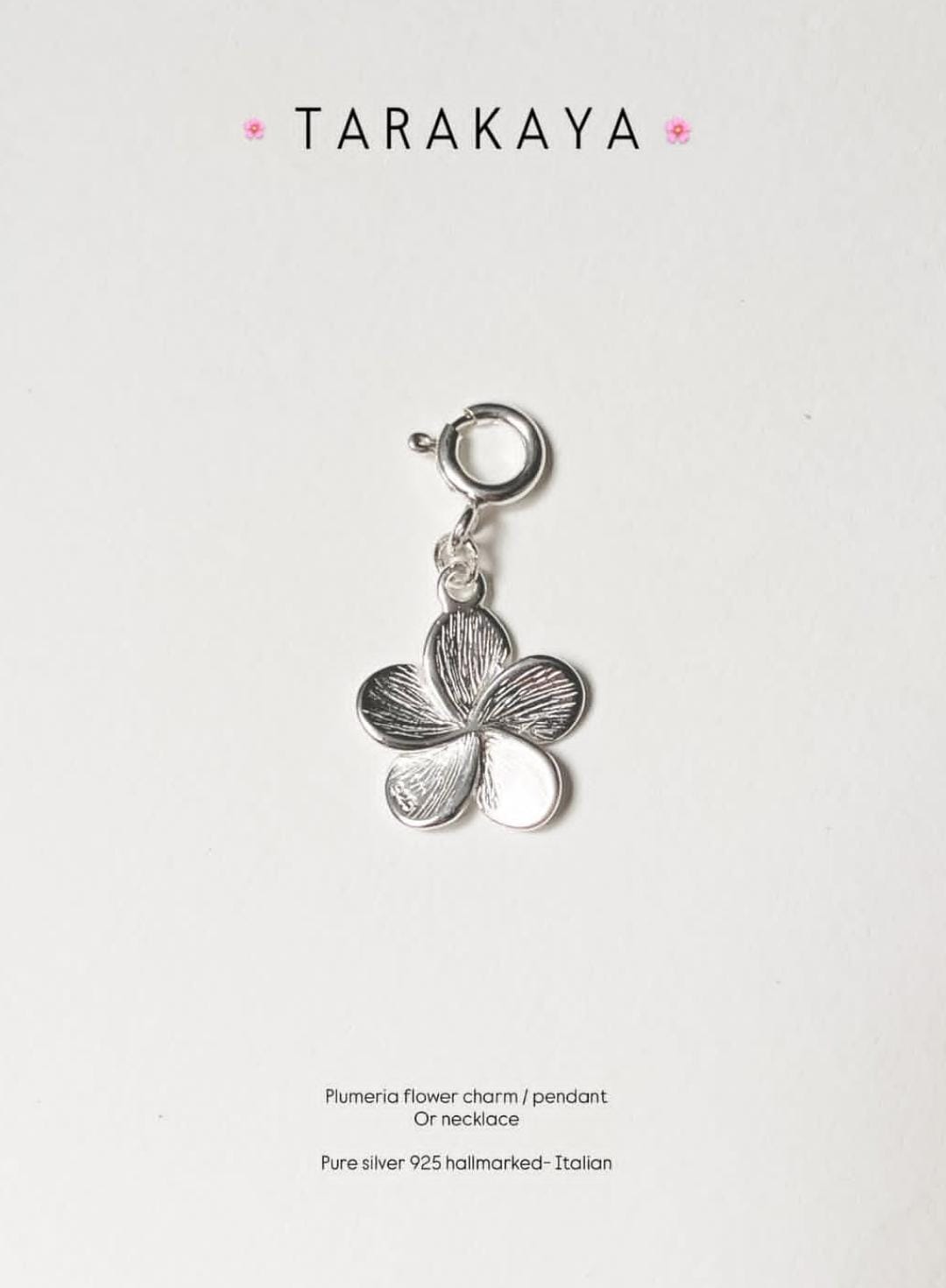 Plumeria /Frangipani Flower 925 Sterling Silver Pendant /Charm