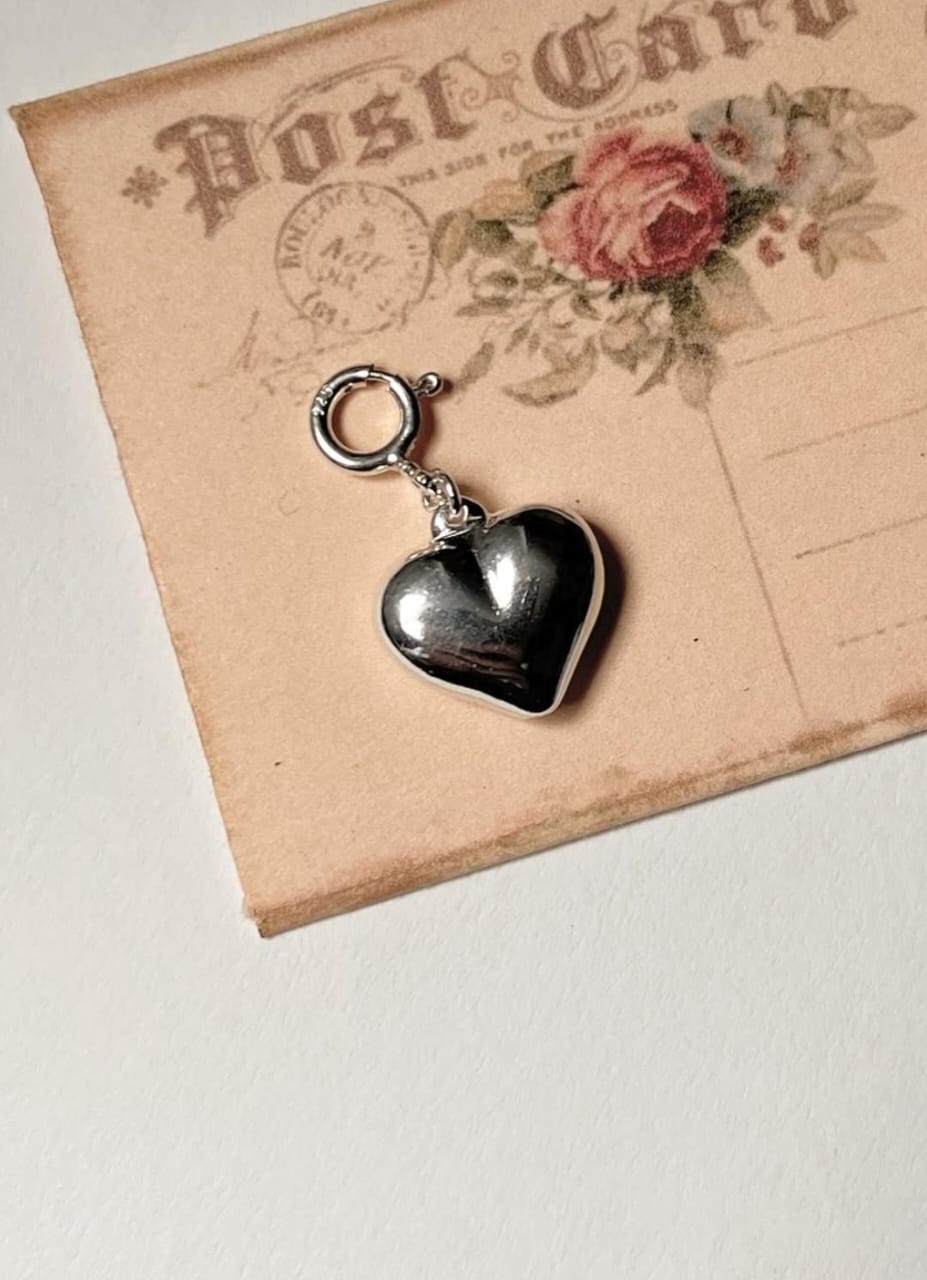 Big Chunky Italian Heart 925 Sterling Silver Necklace