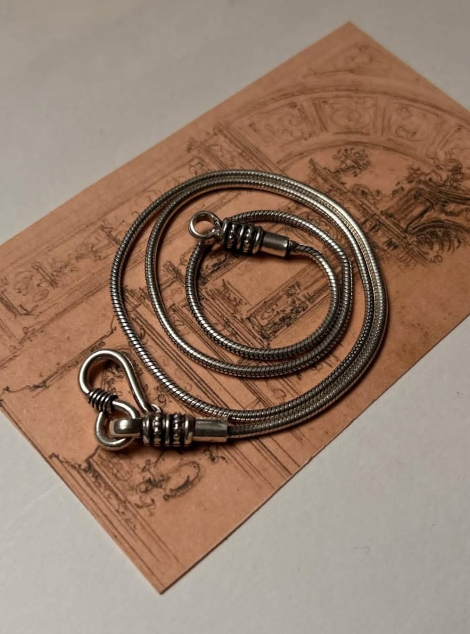 Unisex jewelry antique snake silver chain