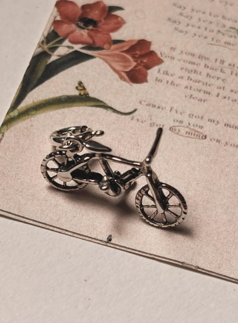 Cute Bicycle 3D 925 Sterling Silver Necklace