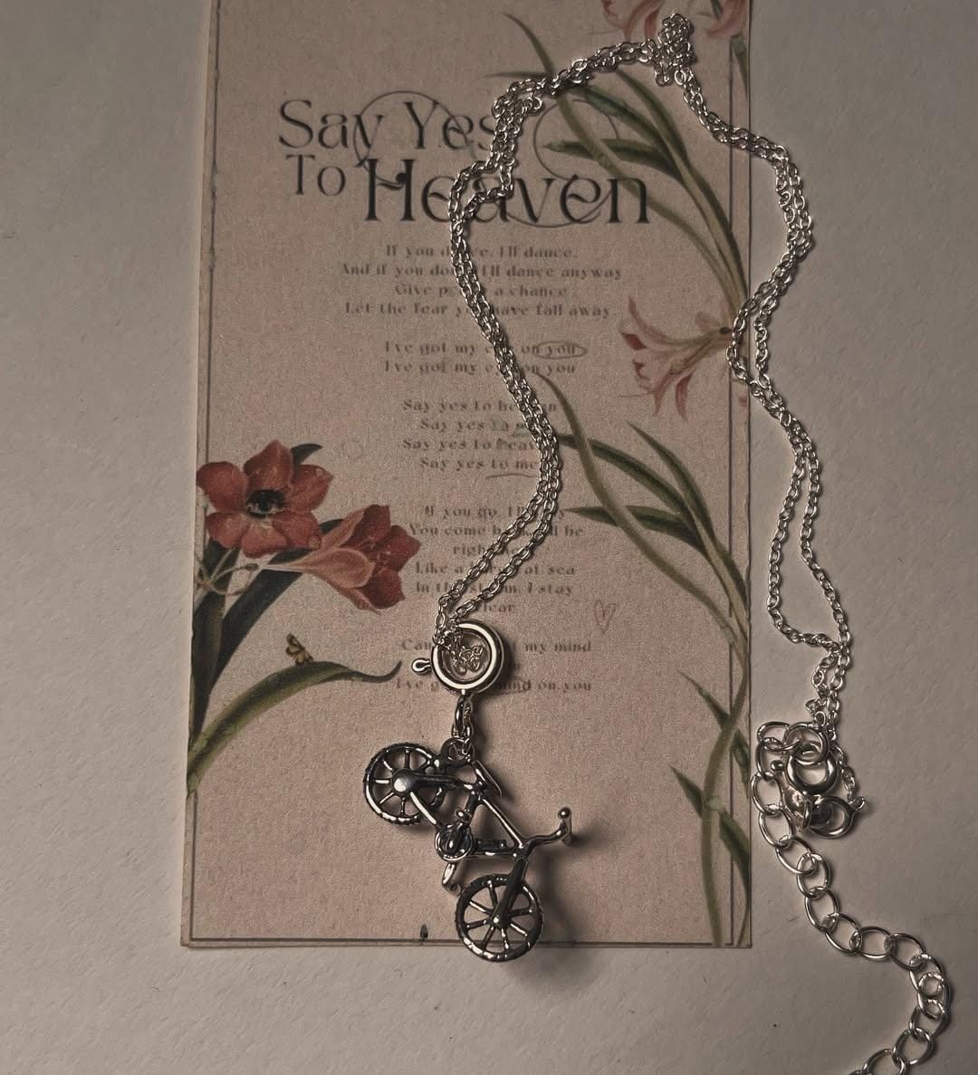 Cute Bicycle 3D 925 Sterling Silver Necklace