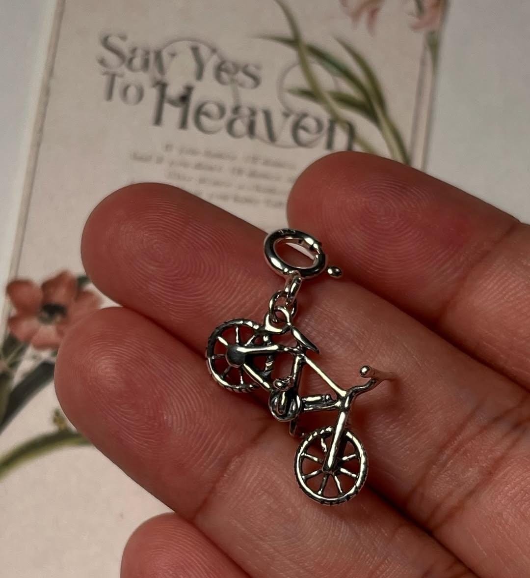 Cute bicycle 3D 925 Sterling Silver Pendant /Charm