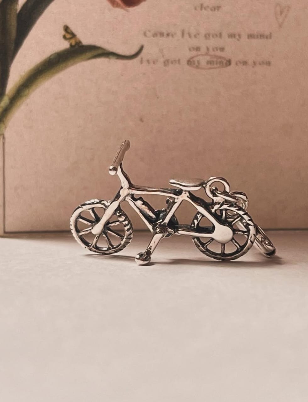 Cute bicycle 3D 925 Sterling Silver Pendant /Charm