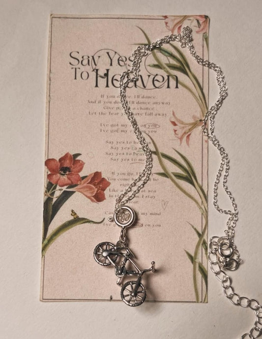 Cute Bicycle 3D 925 Sterling Silver Necklace