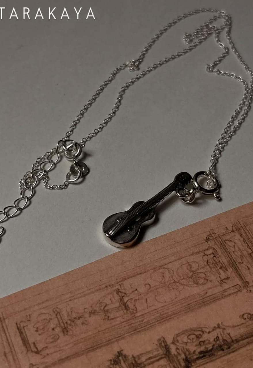 Guitar 925 Sterling Silver Necklace