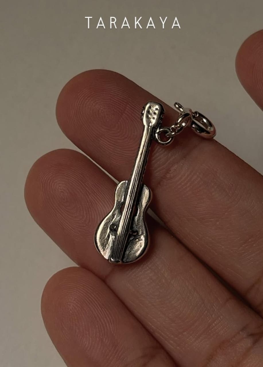 Guitar 925 Sterling Silver Pendant /Charm