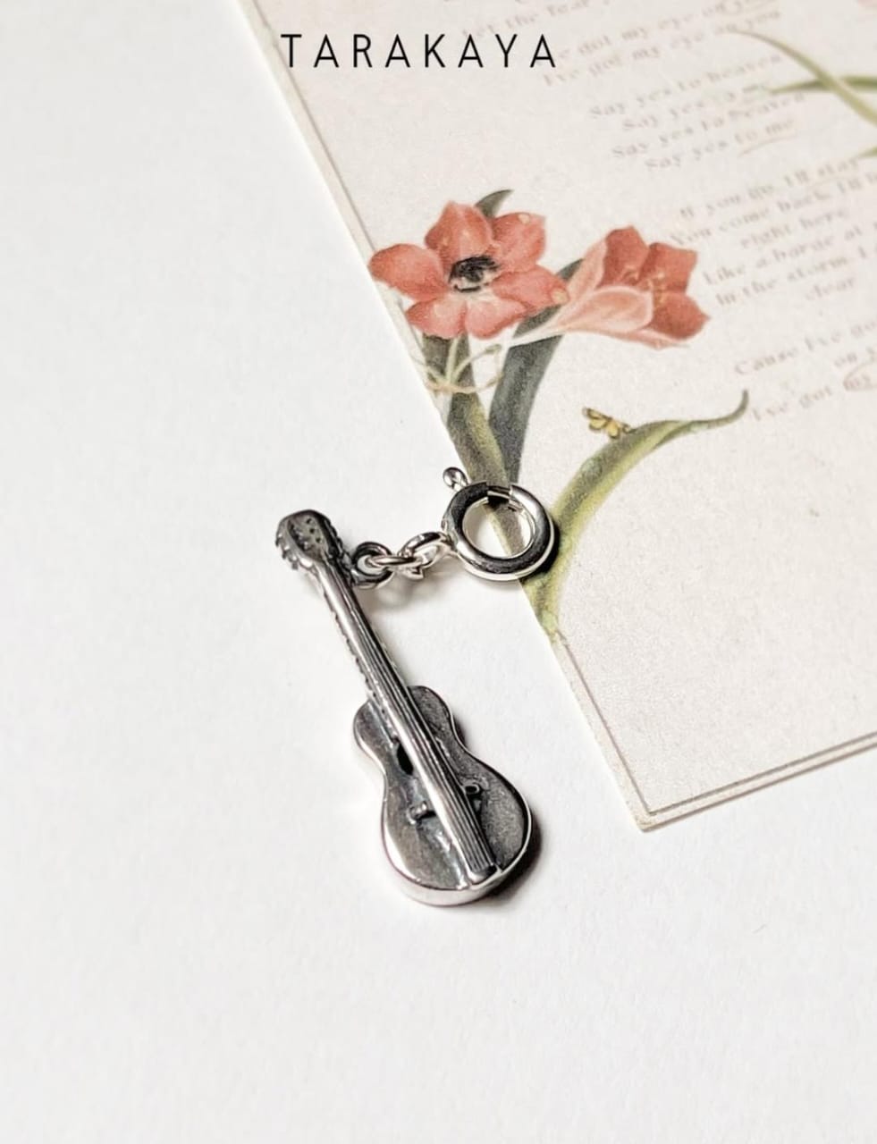 Guitar 925 Sterling Silver Pendant /Charm