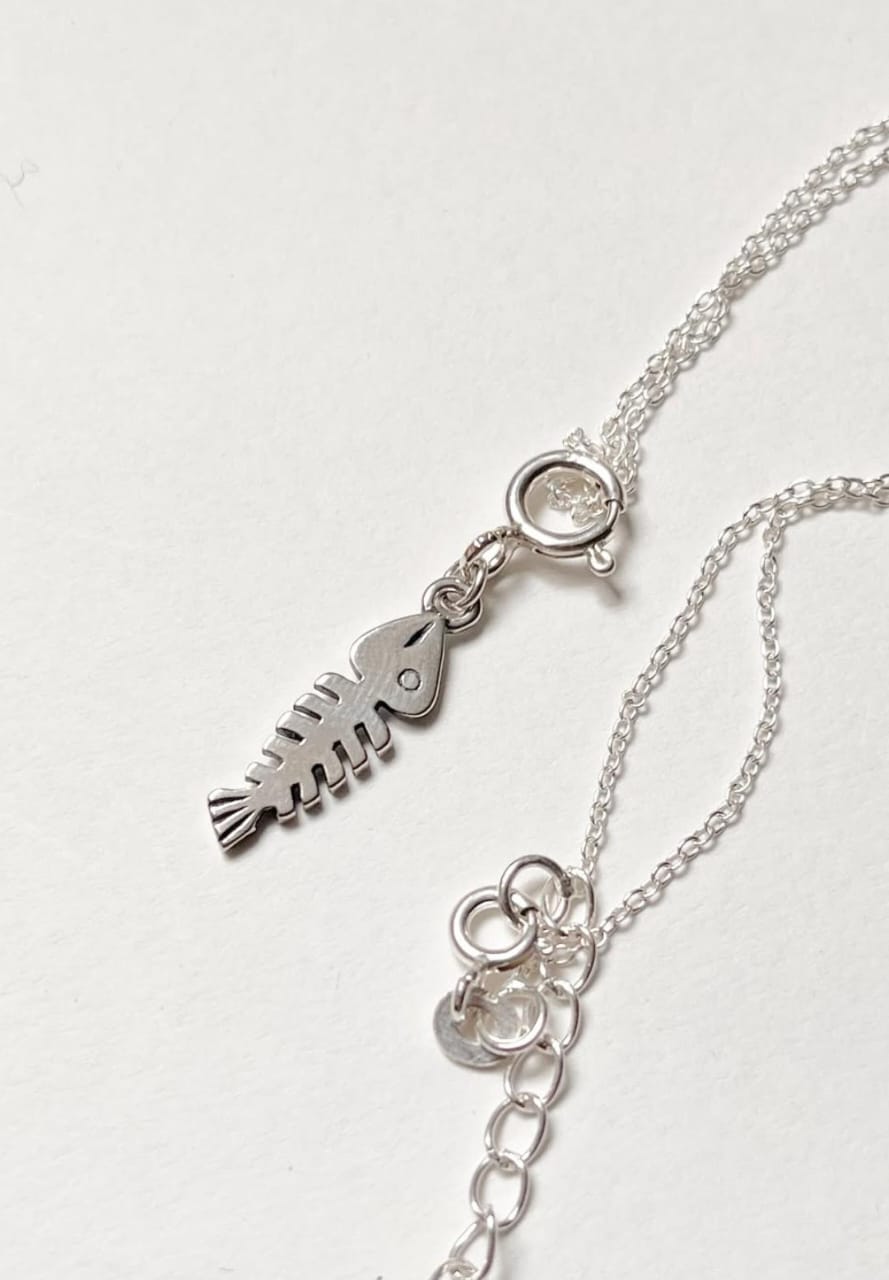 Fish bone 925 Sterling Silver Necklace